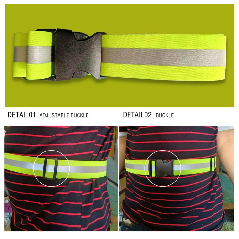 Safety Reflective Belt Elastic Band Waist Protection Reflective Night Running Safety Belt For Running Cycling Walking