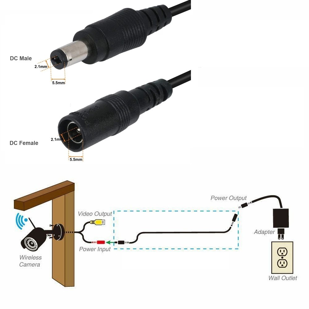 DC 12V CCTV Camera Extension Cable 3/5/10/15/20/30m 5.5mmx2.1mm Power Extension Cord Wifi/AHD/IP Security Camera Cables