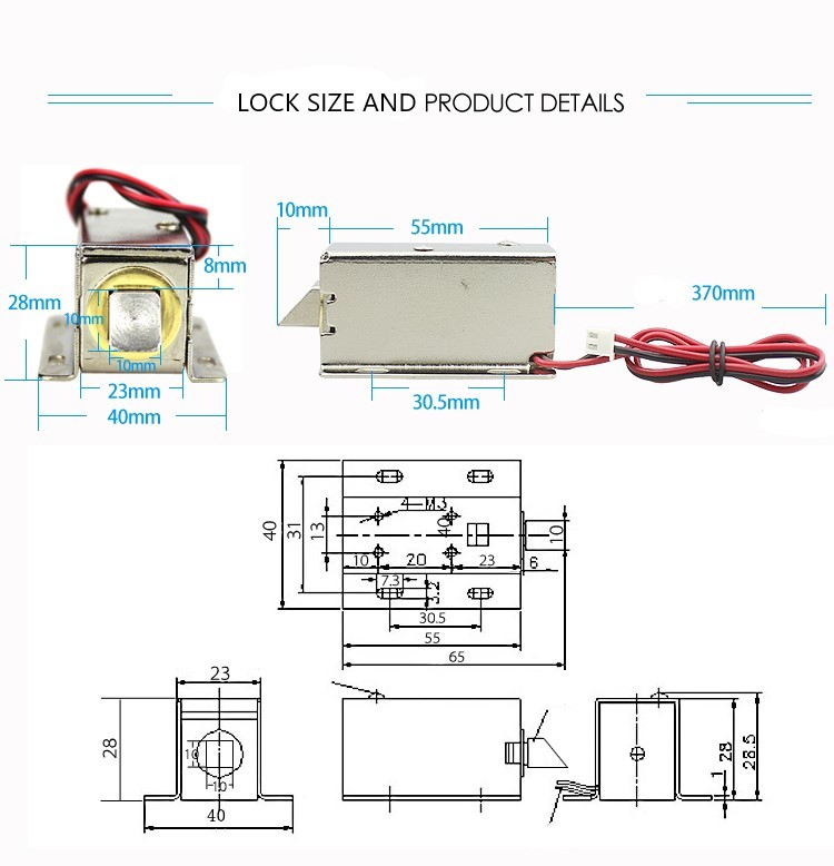 12V 0.8A Electronic Small Cabinet Lock Long Time Power Inclined Spring Bolt Solenoid Drawer Latch