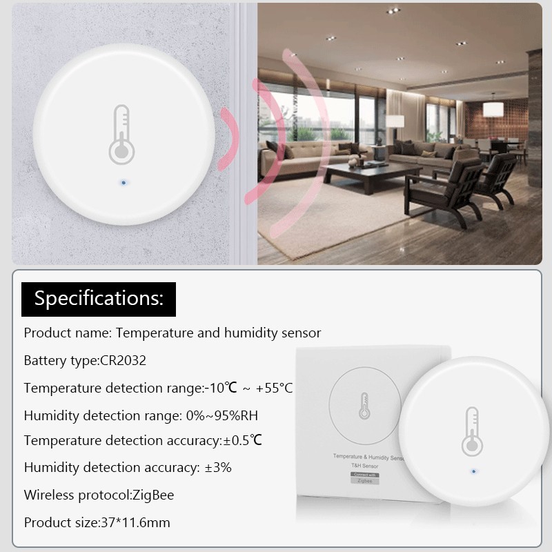 Tuya Smart Temperature Humidity Sensor Zigbee Indoor Real-time Monitor Thermometer Detector Smart Life Control For Alexa