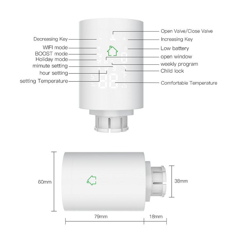 Tuya Smart Zigbee Coolant Actuator Programmable Thermal Radiator Valve Temperature Controller Support Alexa