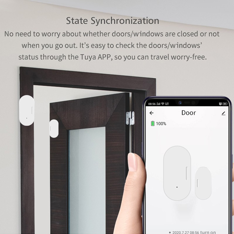 Tuya Smart Zigbee Door Sensor Wireless Smart Door Open/Closed Work Detection Compatible with Alexa Google Home Smart Life APP