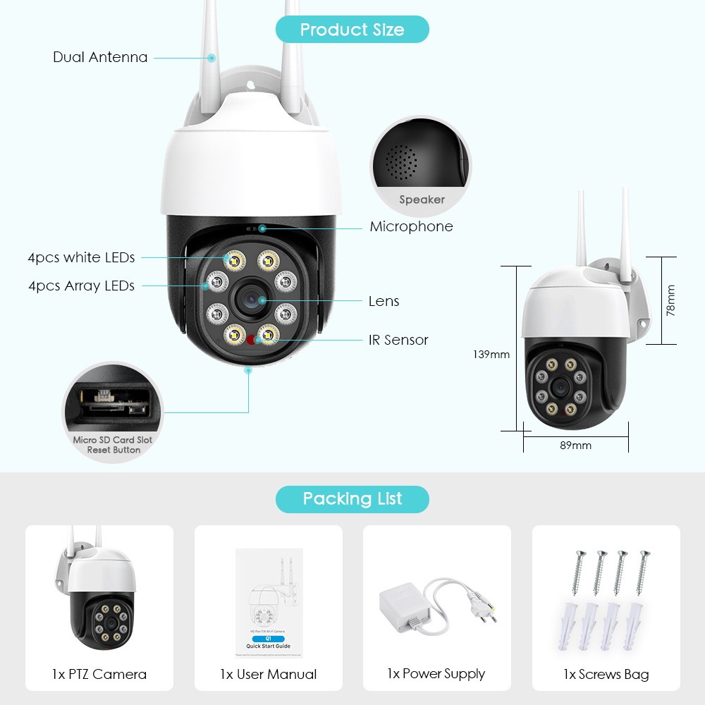 BESDER 4K 8MP 5MP Ultra HD PTZ IP Camera AI Human Detection Waterproof Wireless Security Camera Car Tracking P2P Video Surveillance