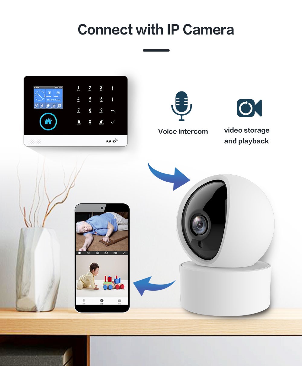 2022 Guton Smart Home WiFi GSM Alarm System for Home with Motion Sensor Siren Wireless Night Vision IP Camera Tuya Support