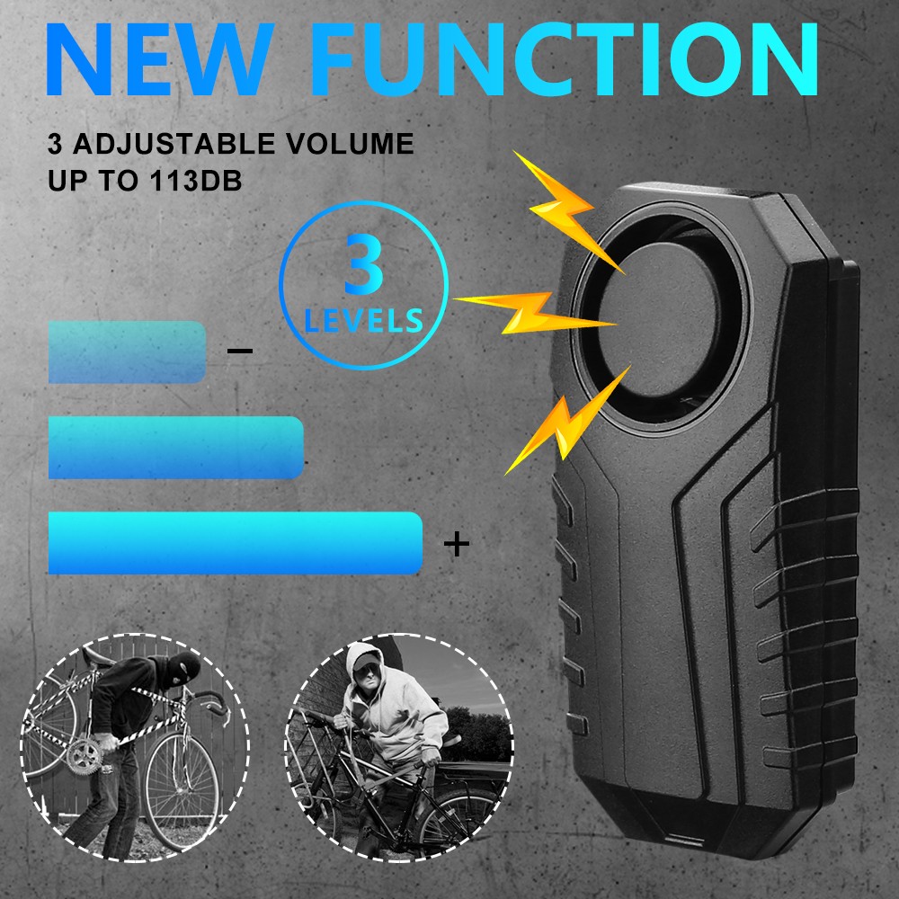 2022 Awapow Anti-theft Bicycle Alarm 113dB Vibration Remote Control Waterproof Alarm With Fixed Buckle Motorcycle Safety