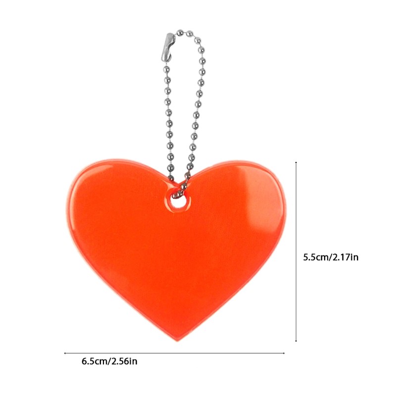 5pcs Cute Heart Shape Reflective Keychain Bag Pendant Doft Accessories Reflective PVC Keyrings For Visible Safety