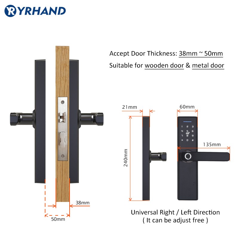 2022 Tuya Eight Language Fingerprint Lock, Security Smart Smart Lock With WiFi APP Password Unlock, Electronic Door Lock