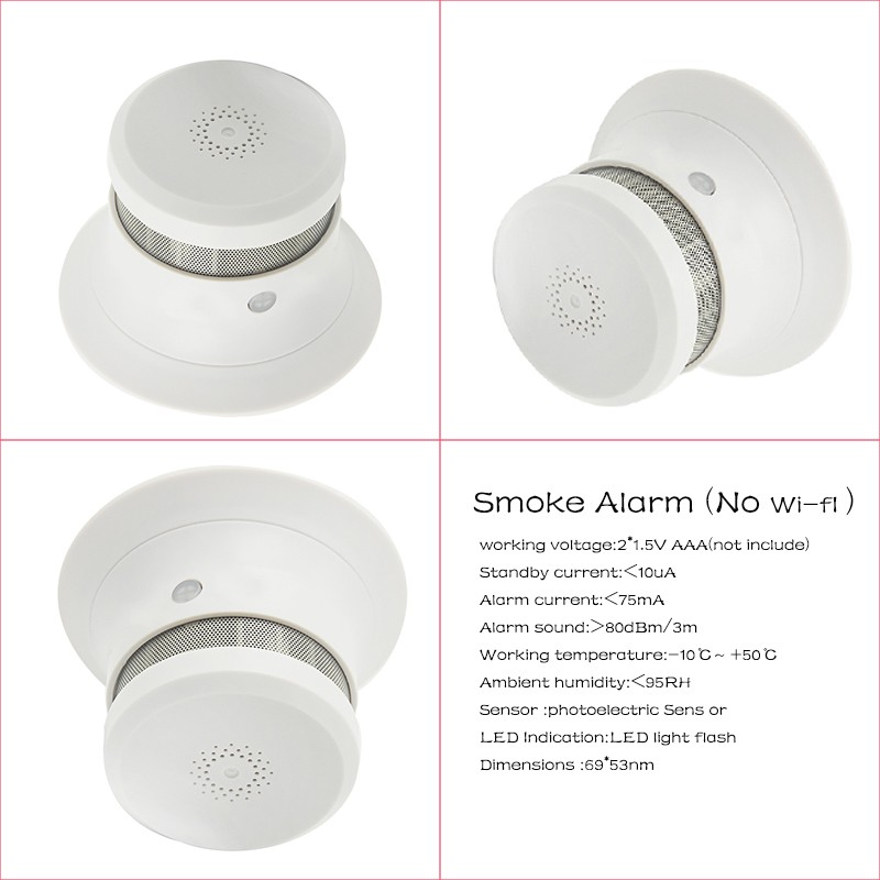 Portable Fire Safety Smoke Detector for Home Hotel Independent School Fire Fighting Sensor Security Alarm Equipment Zigbee WiFi Smart