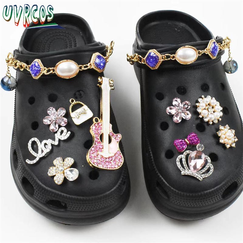 1 Set JIBZ Crocs Charms Designer Luxury Croc Charms for Girls Flower Shoes Rhinestone Accessories Anime Crocs Decoration New