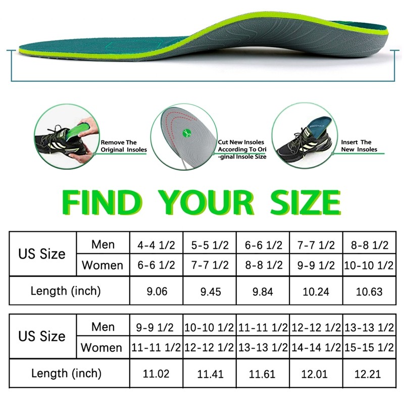 IFITNA Arch Support Orthotic Insoles for Plantar Fasciitis Heel Pain Flat Feet Men Woman Outdoor Sports Orthopedic Shoe Inserts