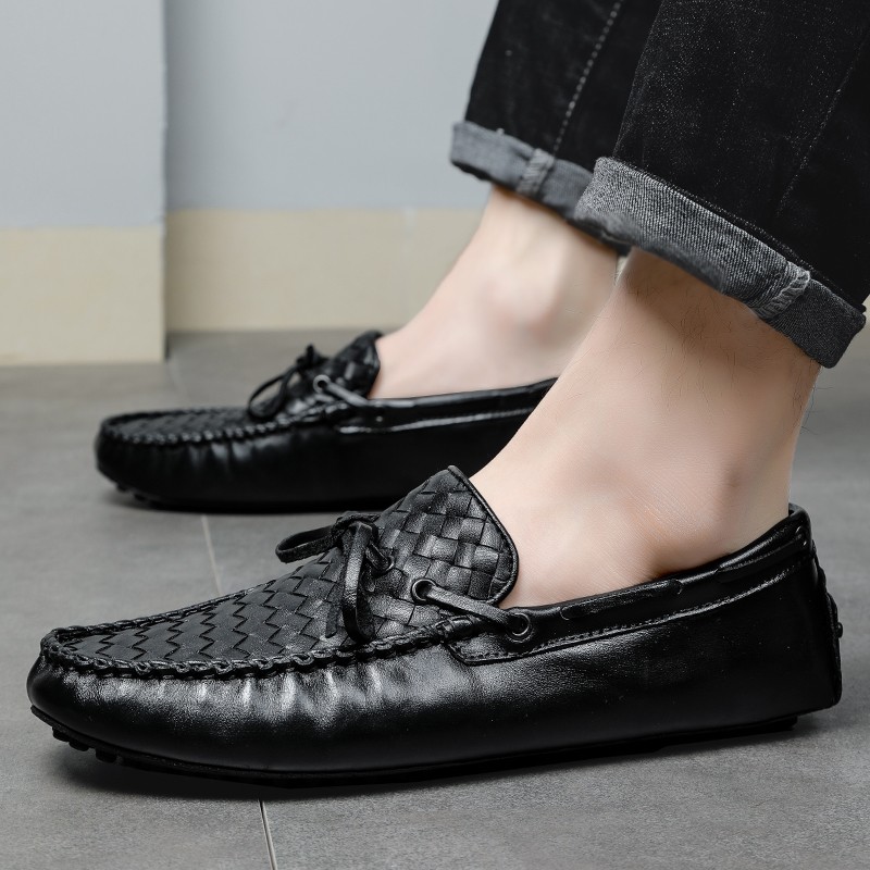 Men Casual Shoes Brand 2020 Genuine Leather Mens Loafers Moccasins Comfortable Breathable Slip On Driving Shoes Black