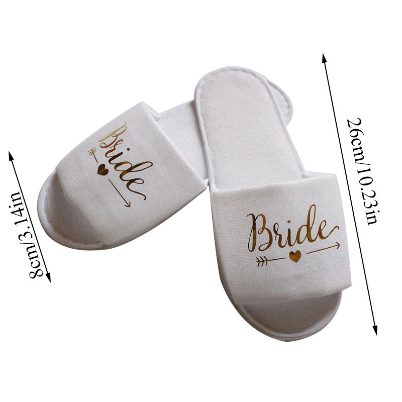 Guest Slipper Hotels Wedding Party Maid of Honor Bridesmaid Slippers Hotel Travel Spa Shoes New Gold Glitter Letter Flip Flop