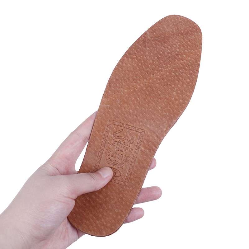 Hot! 1 pair 36-42 breathable leather insoles women men ultra-thin deodorant shoes insole pads