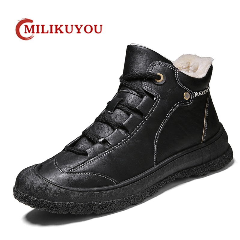 Milgc you Men Winter Boots Men Snow Boots Waterproof Boot Man Keep Warm Black Leather Sneakers Male Luxury Ankle Botas 2021