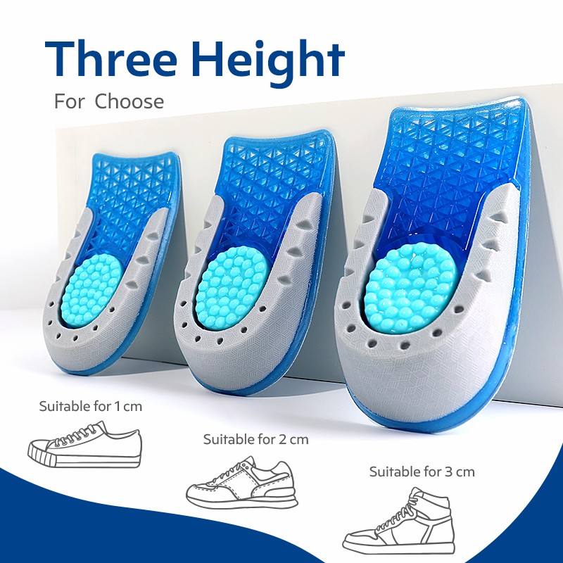 NOIPACE Invisible Height Increase Insoles Silicone Gel Heel Cushion 1-3cm Elevators Insert Soles Women Men Half Increasing Shoe Pads