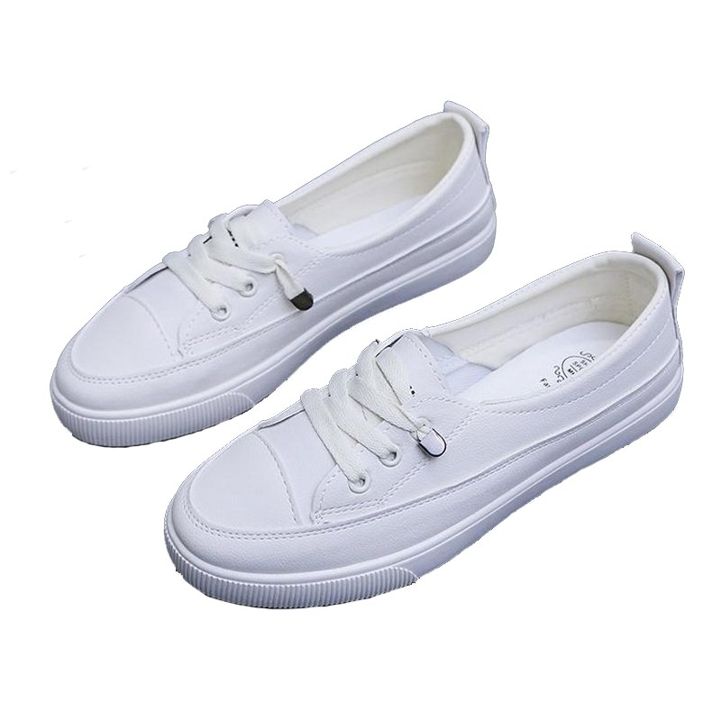 2021 Low Platform Sneakers Women Shoes Female PU Leather Walking Sneakers Loafers White Flat Slip On Vulcanize Casual Shoes