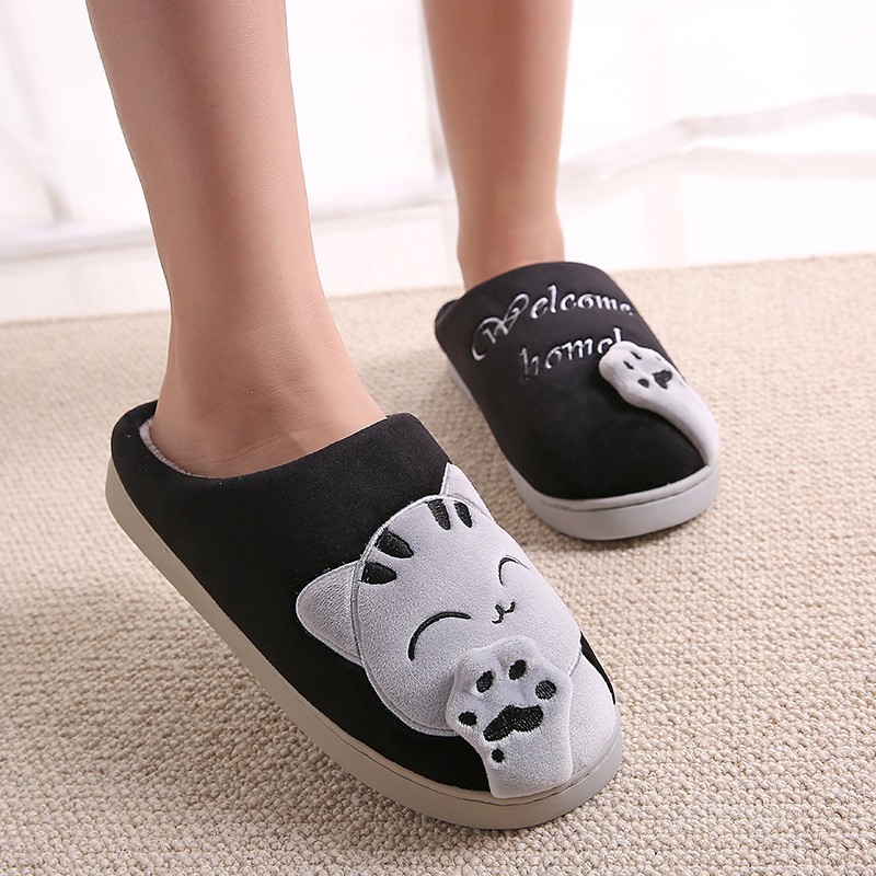 Women Winter Home Slippers Cartoon Cat Shoes Soft Plush Warm Indoor Slippers Bedroom Lovers Couples Dropshipping