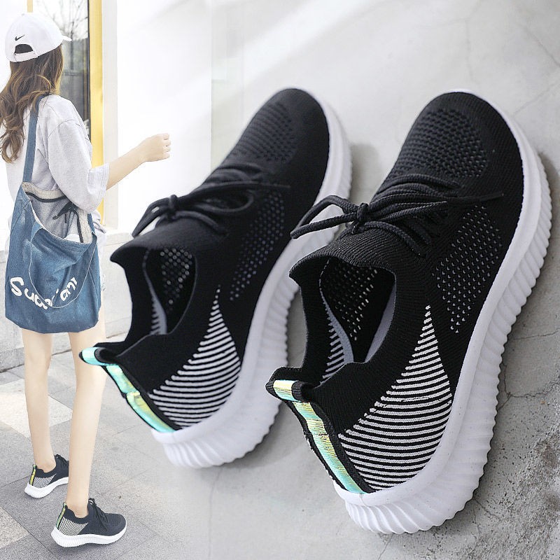 Women's shoes 2021 spring new white breathable sports mesh versatile summer hollow walking flying woven non-slip ladies sneakers