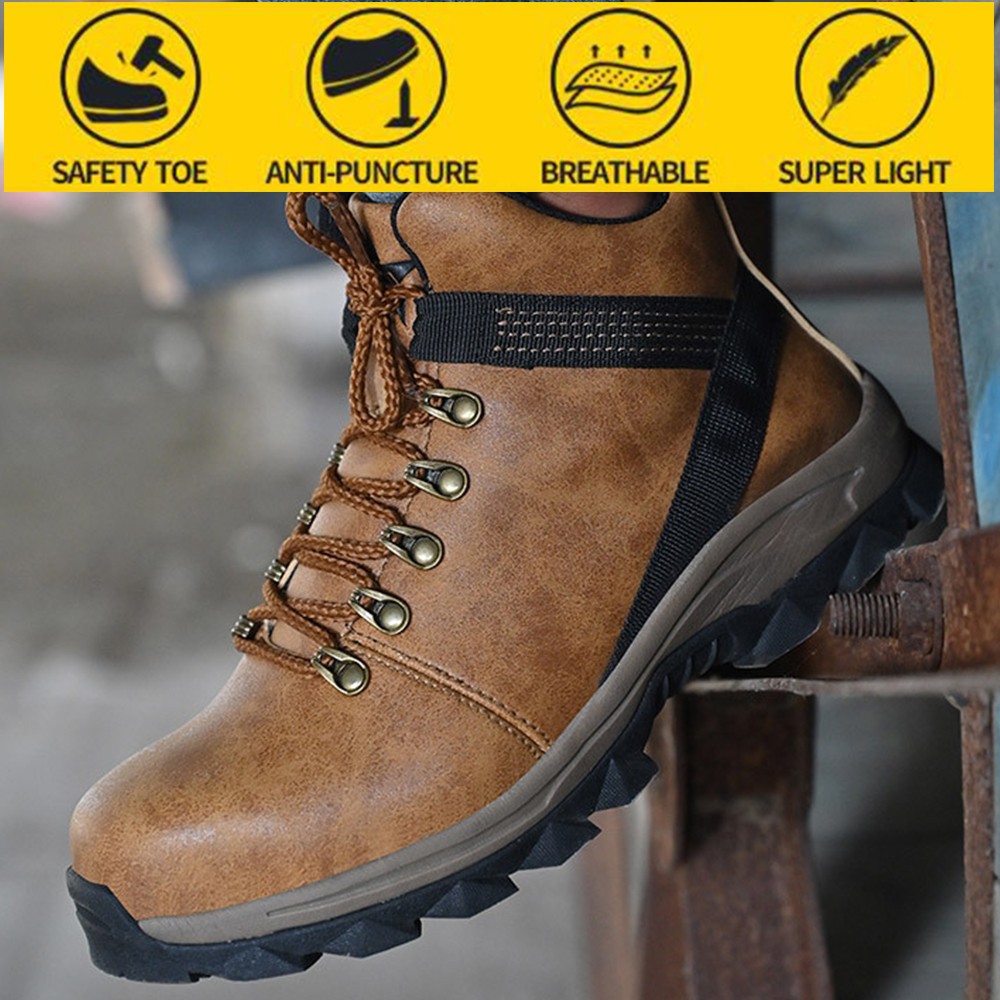 Anti-smashing safety shoes men wear high-top shoes slip waterproof oil safety work protective shoes mens winter boots for work