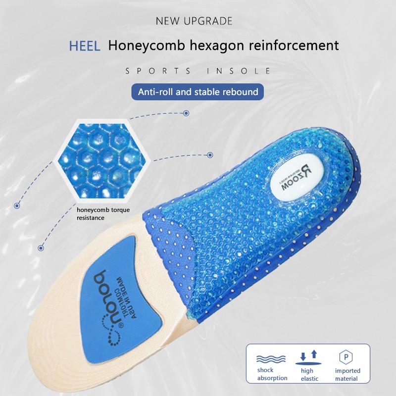 Silicone Insoles Unisex Arch Support Sneakers Insole Cushioning Memory Foam Sole Cushion Anti-Slippery Shoes Insert