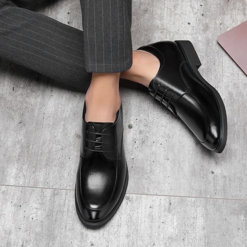 Men Leather Shoes Elevator Shoes Height Increasing Shoes Height Increasing Shoes Insole Height Increase 6/8cm Black Height