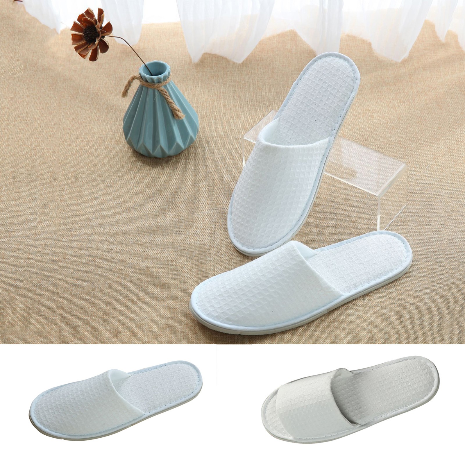 Disposable Slippers, 1 Pair Closed Toe Disposable Slippers Size Fit Men Women Hotel Spa Guest Used, (White) 28cm