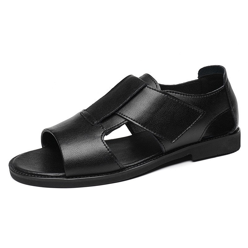 High Quality Breathable Leather Men Sandals Summer Shoes Beach Shoes Casual Style Black Brown Plus Size