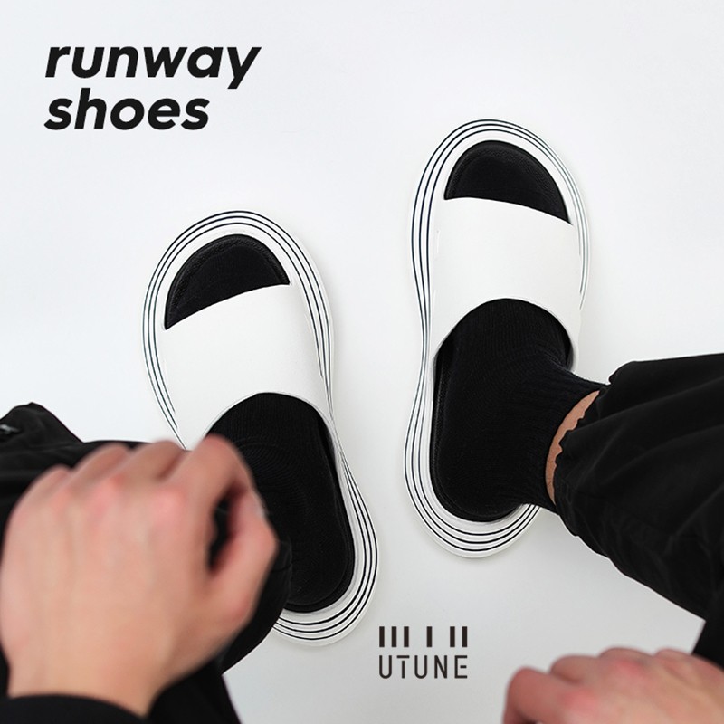 UTUNE Outside Slippers Men Summer Runway Shoes EVA Outdoor Women Slides Soft Thick Sole Non-slip Pool Beach Sandals Indoor Bathroom