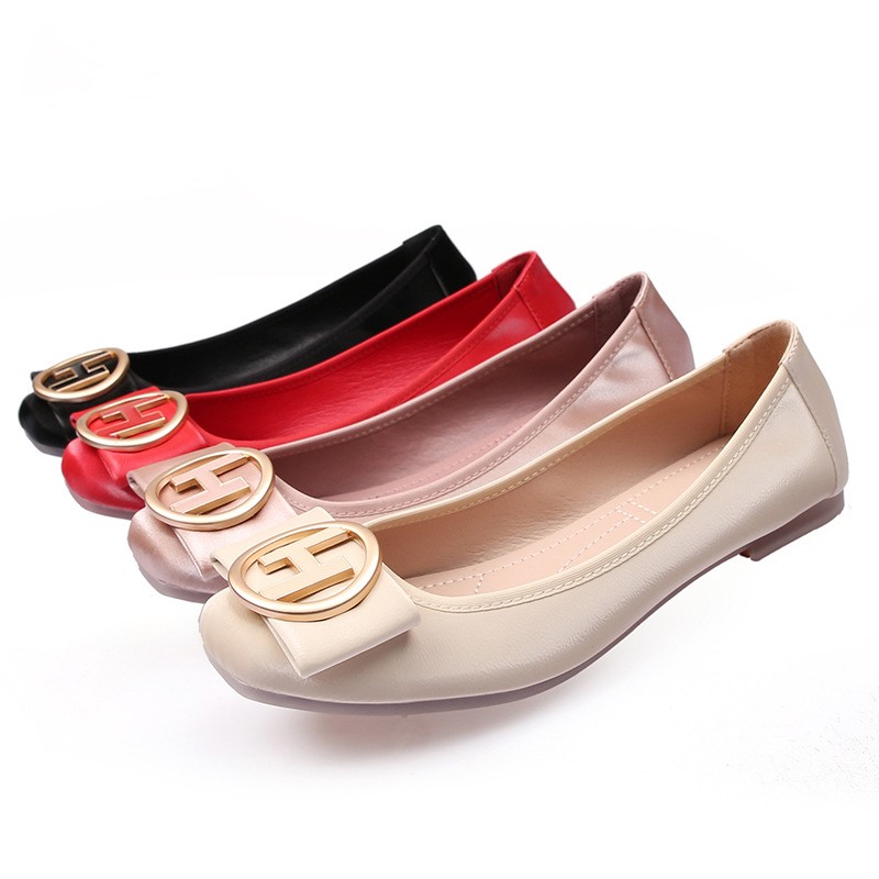 Women's PU Leather Ballerina Shoes Flat No Lace-Up Flat Shoes Fashion Summer