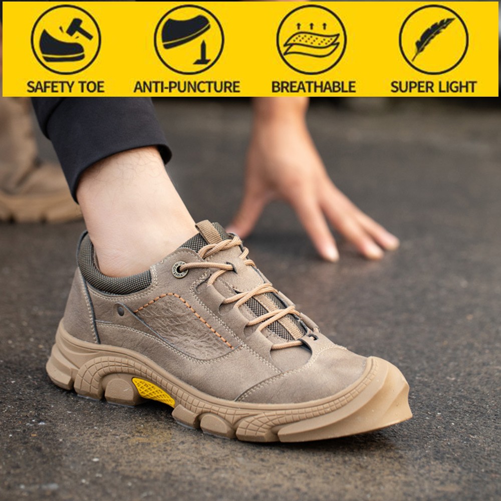 Safety shoes men deodorant anti-puncture steel toe cap insulated electric safe wear-resistant winter work shoes