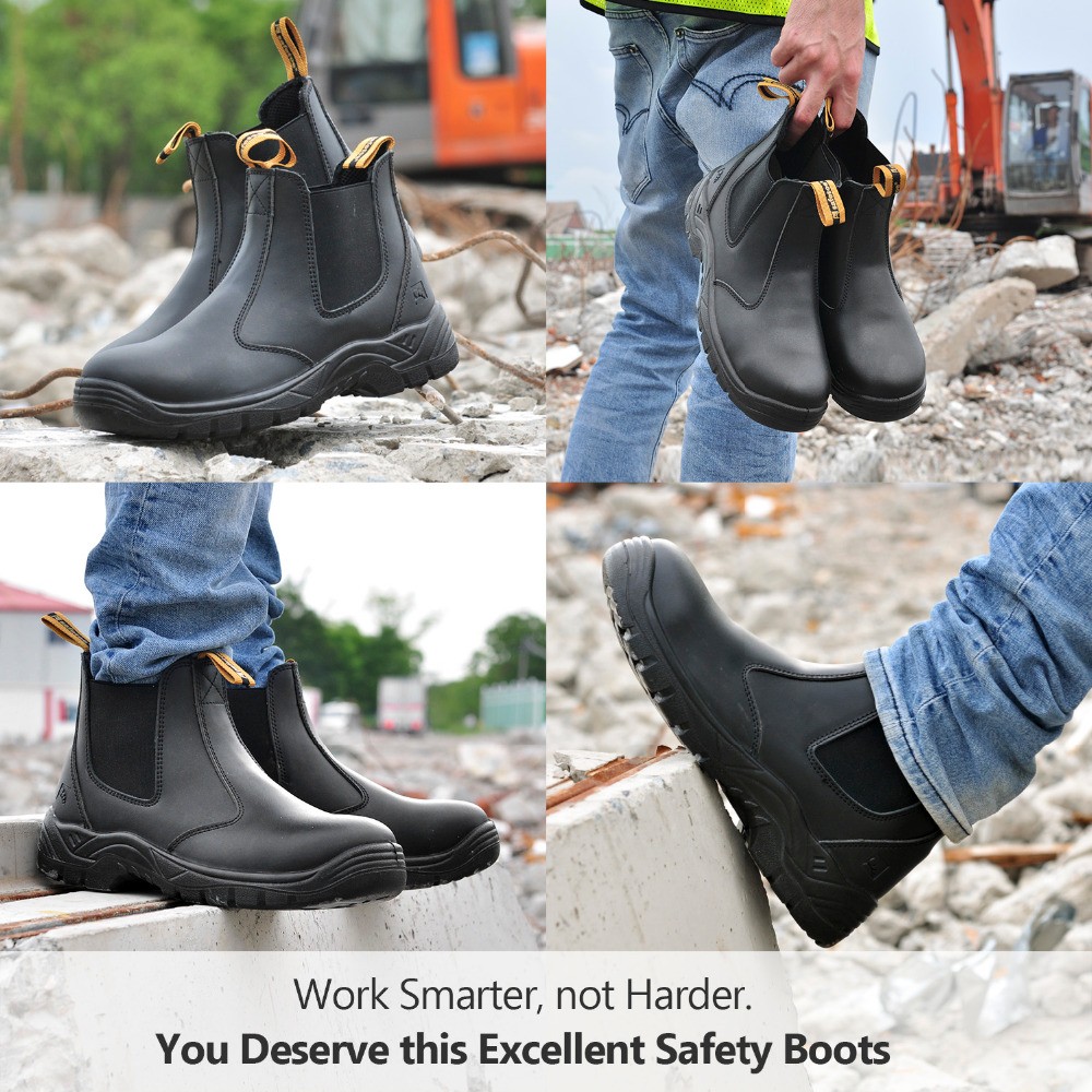 Safetoe S3 Safety Shoes with Steel Toe Cap, Lightweight Breathable Work Boots Leather Waterproof Men Women Botas Hombre