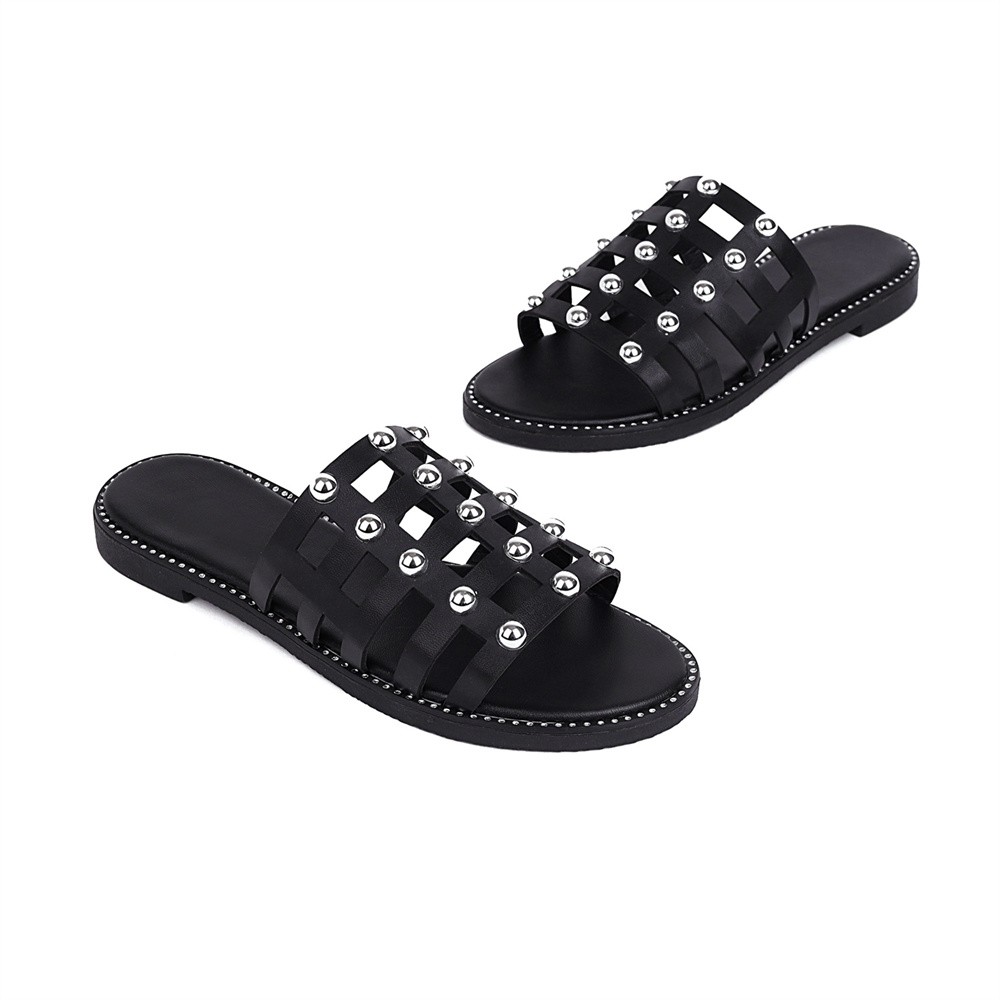 2022 Fashion Luxury Zapatos Planos De Mujer Women Shoes Rhinestones Breathable Plus Size Women Low Outside Slippers