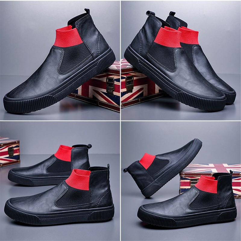 Brand New Men Fashion Boots British Style High-Top Casual Pu Leather Loafers Autumn Round Toe Male Designer Shoes M21321