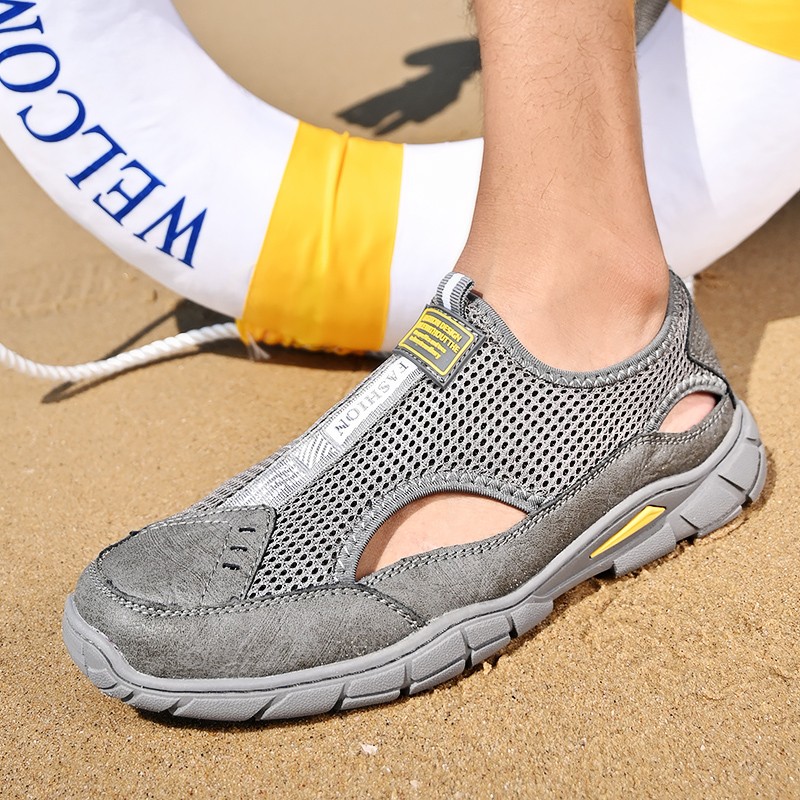 men sandals 2022 beach shoes new summer sandals male genuine leather shoes man casual shoes for men black flip flops slippers