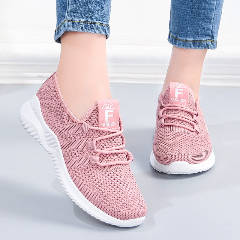 Casual women's flat shoes. Comfortable Lightweight Soft Sole Lace Up Mesh Women's Shoes Wedge Sneakers Mujer