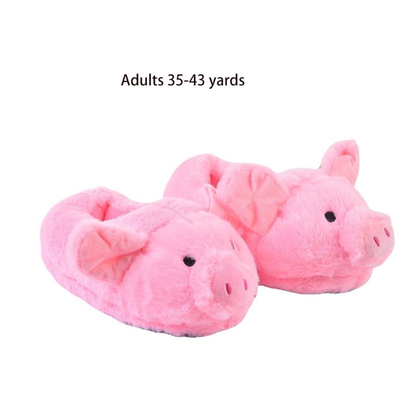 Cute Pink Toot Pink Pig Plush Slippers Home Indoor Piggy Soft Girl Heart Pig Warm Pig Cotton Slippers For Ladies