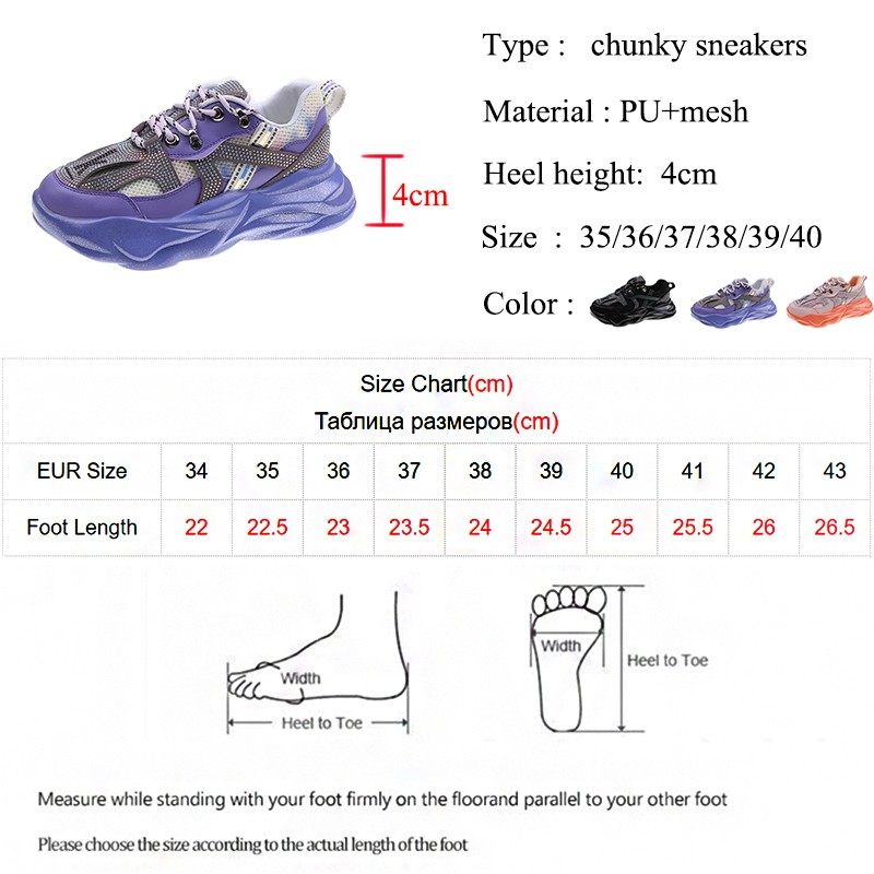 Lucyever Fashion Crystal Chunky Sneakers Women 2022 Breathable Mesh Platform Vulcanized Shoes Woman Thick Bottom Sports Shoes