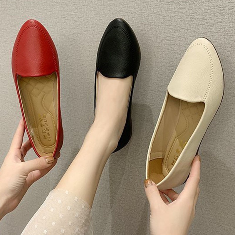 Spring new simple pointed toe Korean women's shoes fashion street breathable lightweight pregnant women comfortable flat shoes