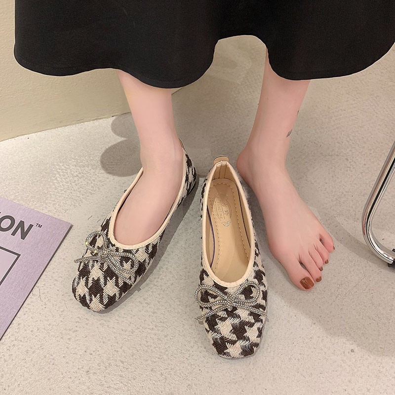 Spring new fashion hh9st shallow mouth casual women's shoes cute bow French style design breathable elegant flat shoes