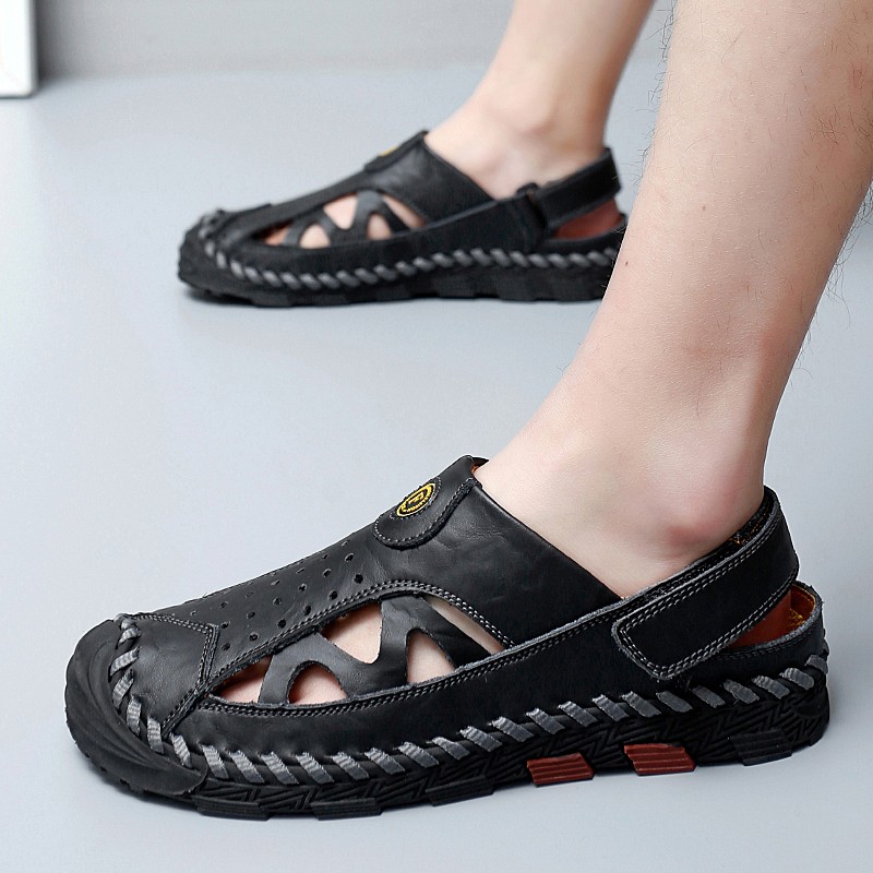 Summer Genuine Leather Men Sandals Outdoor Non-slip Men Beach Sandals Breathable Men Roman Sandals Fashion Men Sneakers