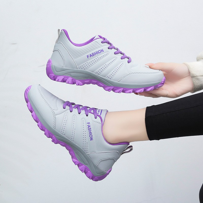 Women leather sneakers all-match outdoor travel shoes comfortable and light running shoes