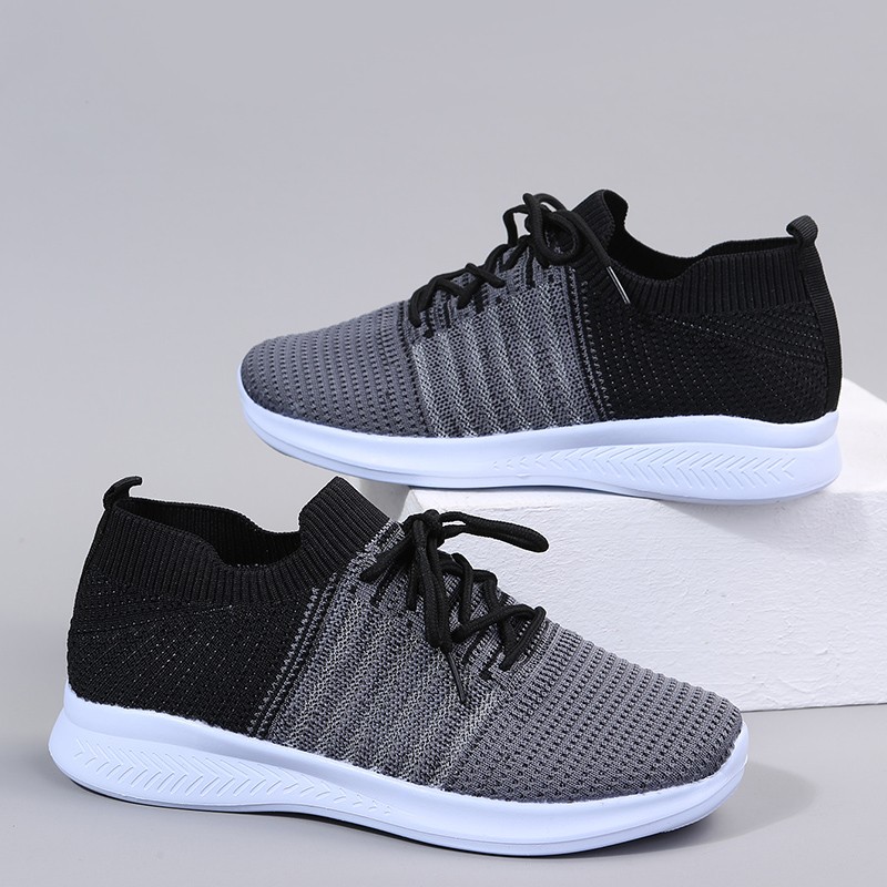 Rimocy Breathable Women Running Shoes Spring 2022 Mix Color Knitted Platform Sneakers Women Soft Sole Mesh Casual Shoes Flats