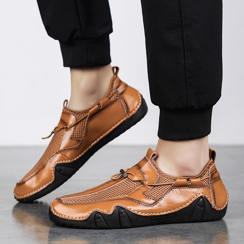 Men Casual Shoes Breathable Mesh Loafers Men Shoes Handmade Fashion Comfortable Outdoor Men Walking Sneakers Men Boat