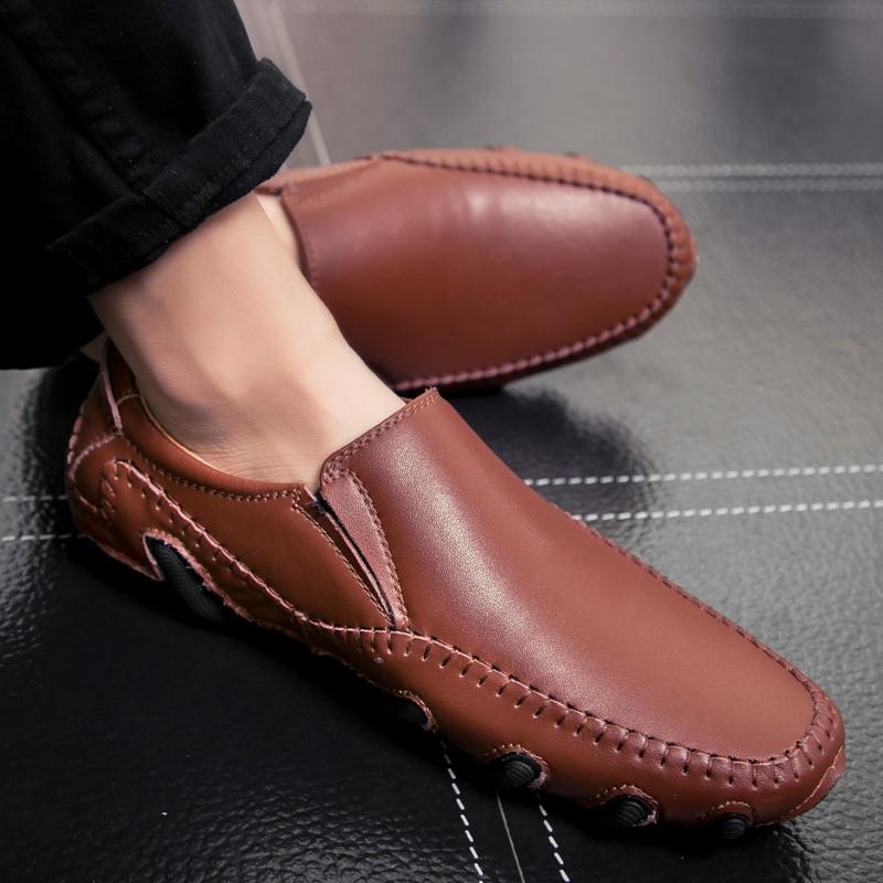 Men's casual genuine leather shoes, waterproof moccasin shoes, comfortable driving sports shoes, men's fashion