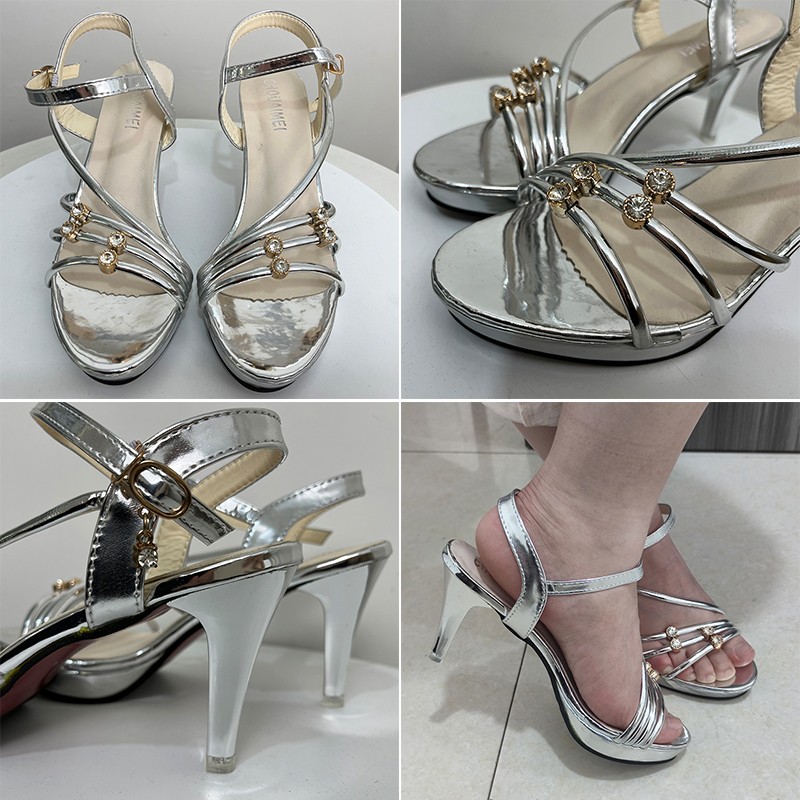 Lucyever Crystal Thin High Heels Sandals Women 2022 Summer Ankle Strap Platform Sandal Woman Gold Silver Ladies Party Shoes