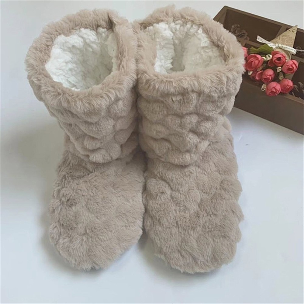 women cotton slippers winter warm feel ce indoor floor shoes socks love style slip-on soft non-slip female plush shoes