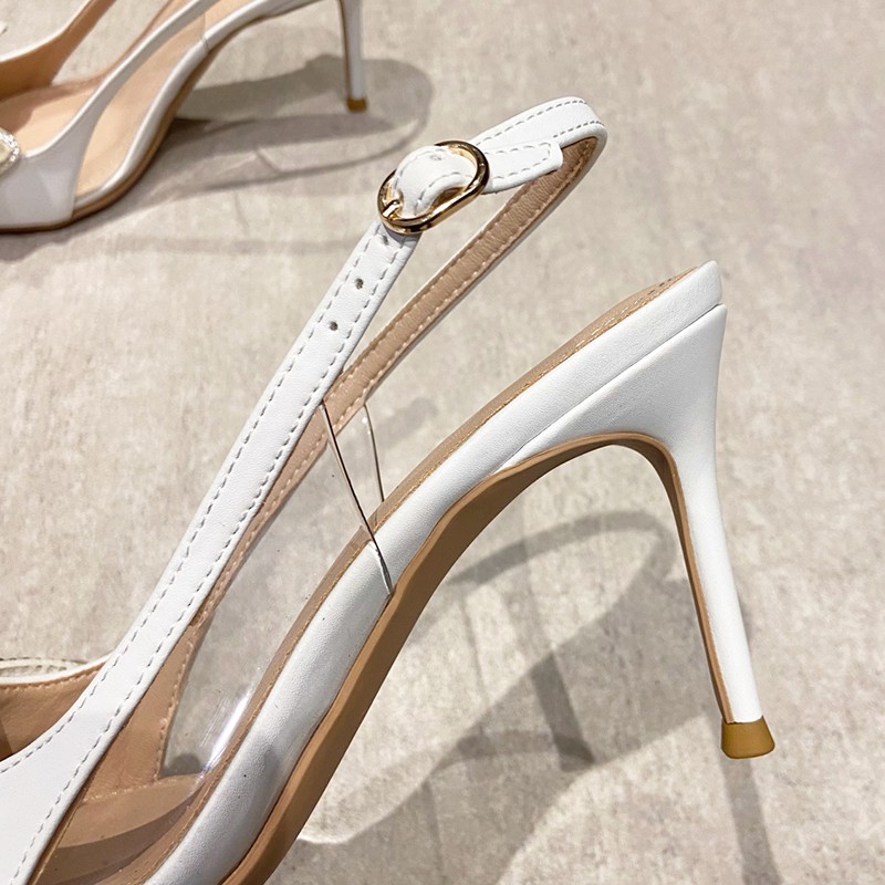 Rimocy Women's High Heels Pearls Shoes 2022 Spring Summer Thin High Heels Women Shoes Crystal Pointed Toe Wedding Shoes