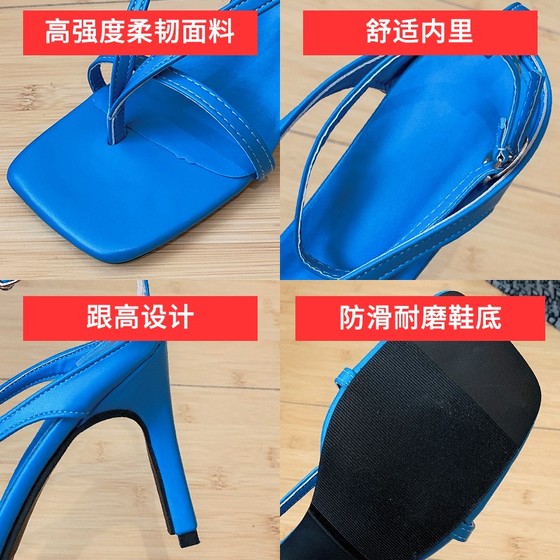 New Fashion Narrow Band Gladiator Sandals Women Thin High Heels Elegant Pumps Square Toe Ankle Buckle Strap Party Shoes