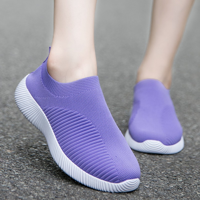 Rimocy Breathable Air Mesh Knitted Sneakers Women 2022 Spring Summer Plus Size Ladies Flats Comfortable Soft Casual Shoes Woman