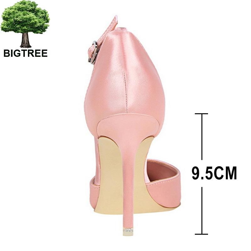 BIGTREE Shoes Women Rhinestone High Heels Woman Pumps Stiletto Silk Satin Women Heels Shoes Ladies Wedding Shoes Women Sandals